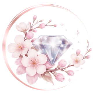 golden ring sakura diamond logo without text visual mark