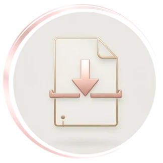 gold document with download rose gold arrow representing printable digital product